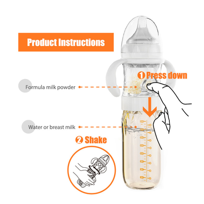 Travel Dispenser Formula Mieszanie butelki dla niemowląt 8 uncji BPA Free Medium Flow