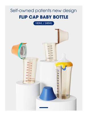 Baby Triangle 8 Oz 240 ml Butelki do karmienia bez BPA Anti Colic Flip Cap z szeroką szyjką